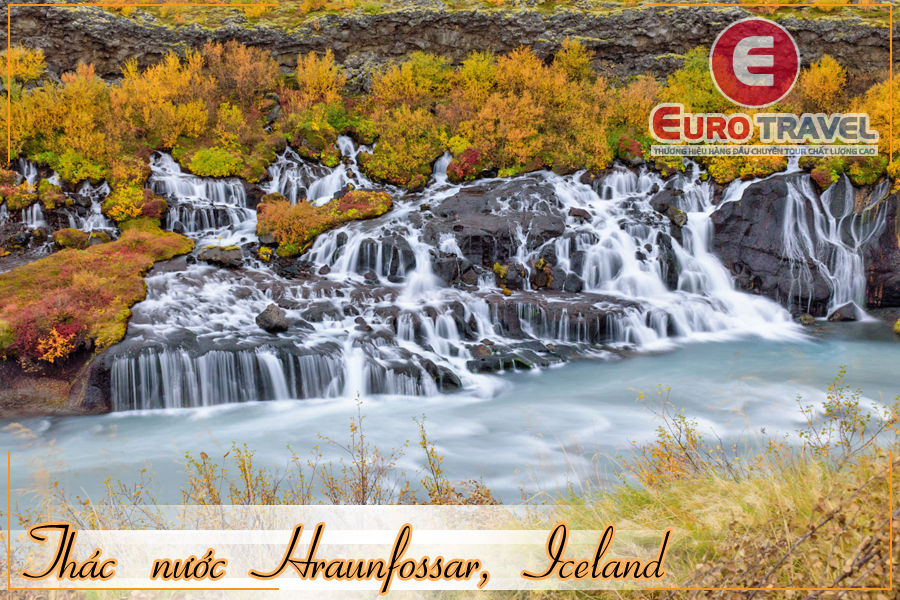 Du lịch Iceland Mùa Thu - Thác nước Hraunfossar