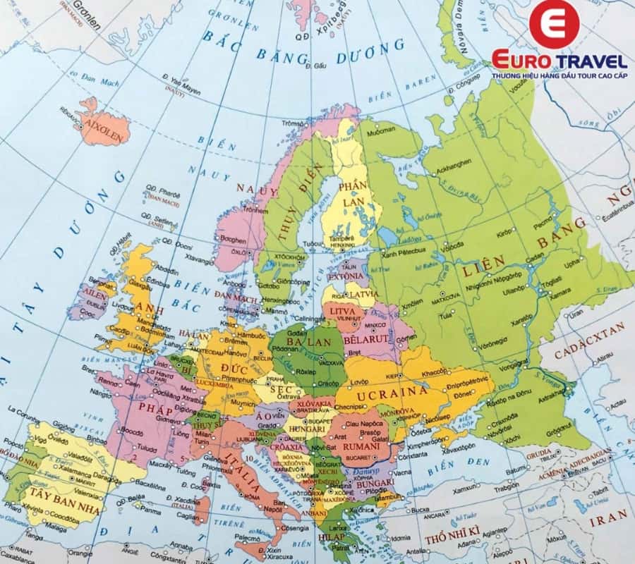 Bản đồ 44 các quốc gia Châu Âu
