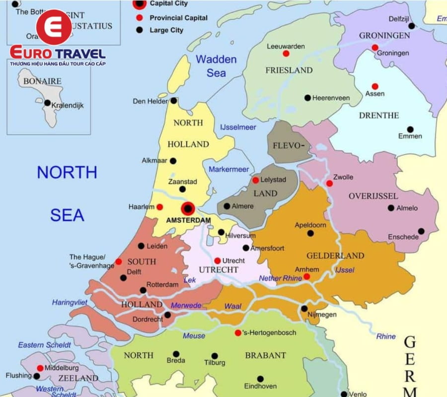 Bản đồ Hà Lan trên lãnh thổ Châu Âu