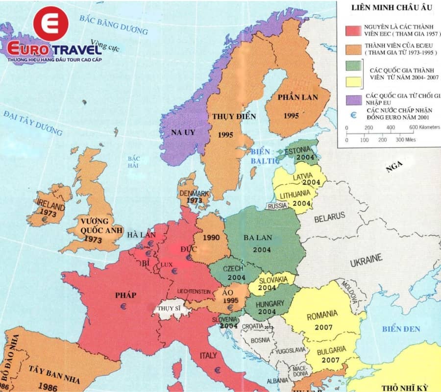 Bản đồ Liên minh các nước Châu Âu tiếng Việt