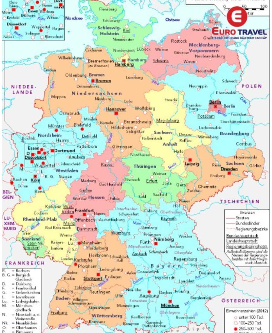 Bản đồ các thành phố lớn nhất của Đức