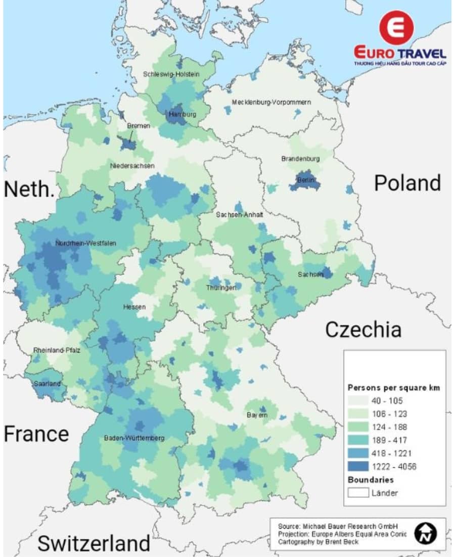 Bản đồ dân số của Đức