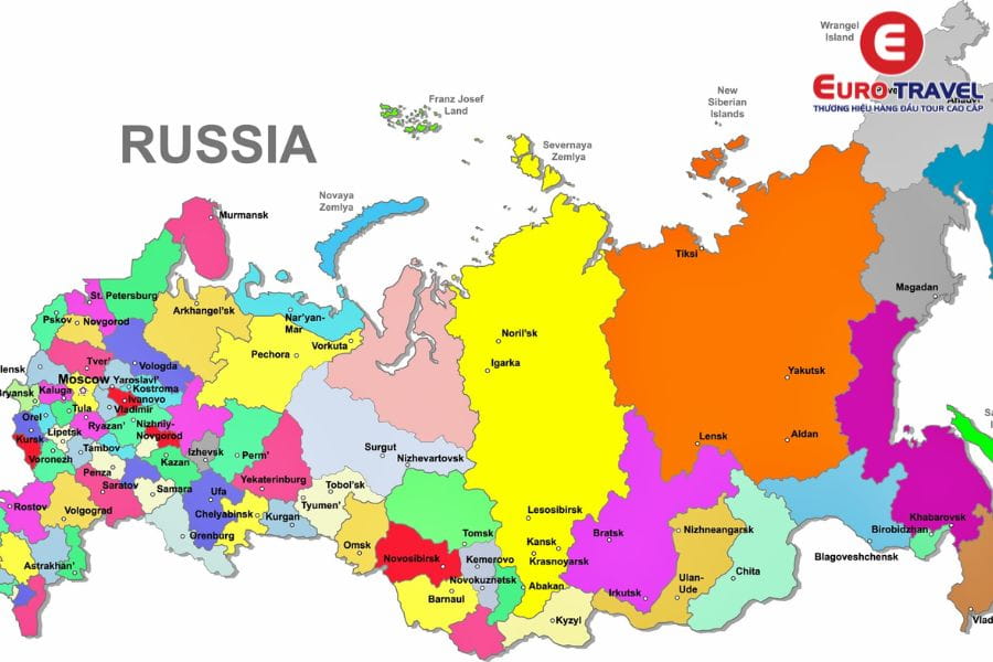 Bản đồ nước Nga - Vùng lãnh thổ rộng lớn nhất thế giới