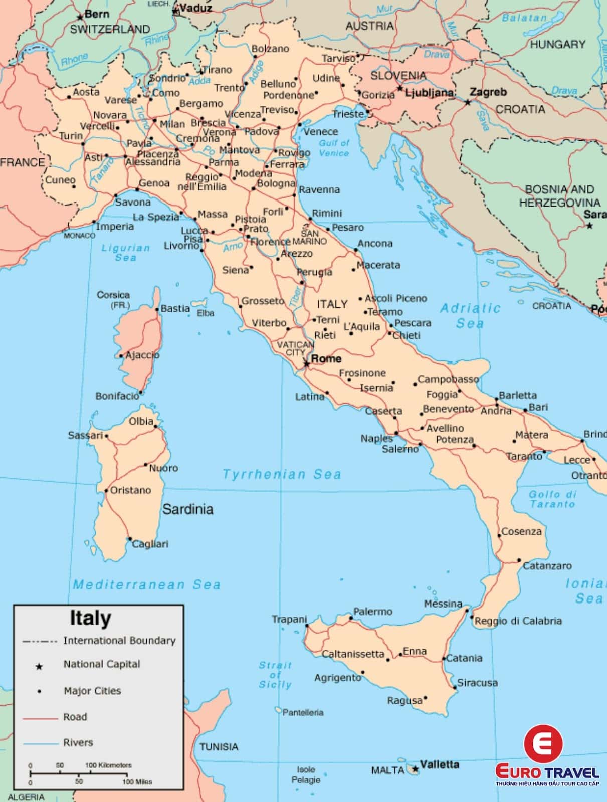 Bản đồ các thành phố của nước Ý