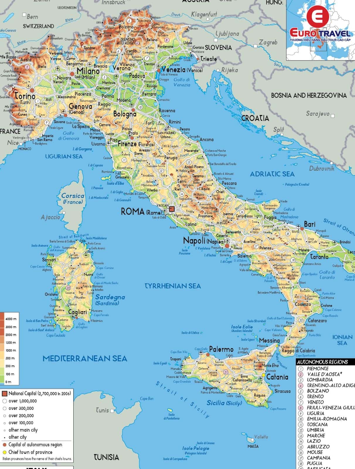 Bản đồ nước Ý chi tiết