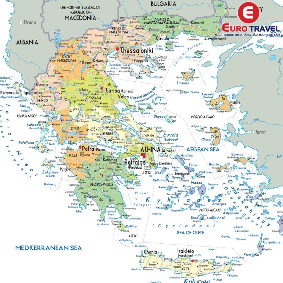 Bản đồ các đơn vị hành chính của Hy Lạp