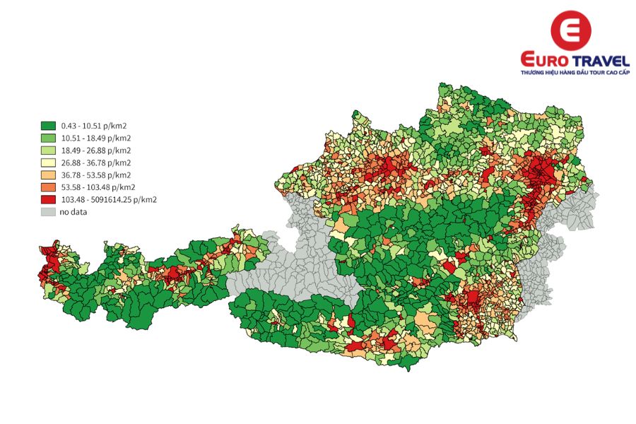 Bản đồ dân số của Áo