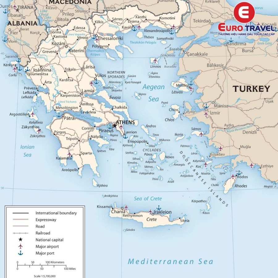 Bản đồ giao thông của Hy Lạp