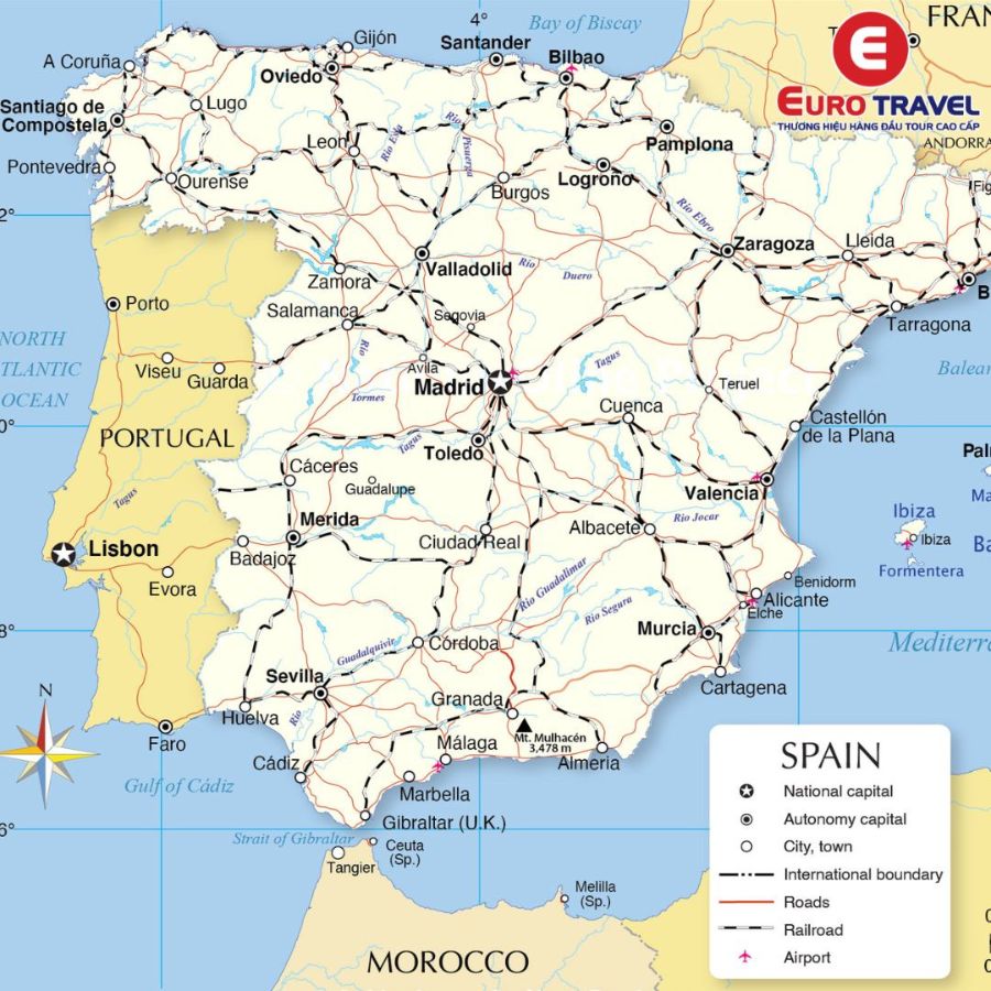Bản đồ giao thông của Tây Ban Nha