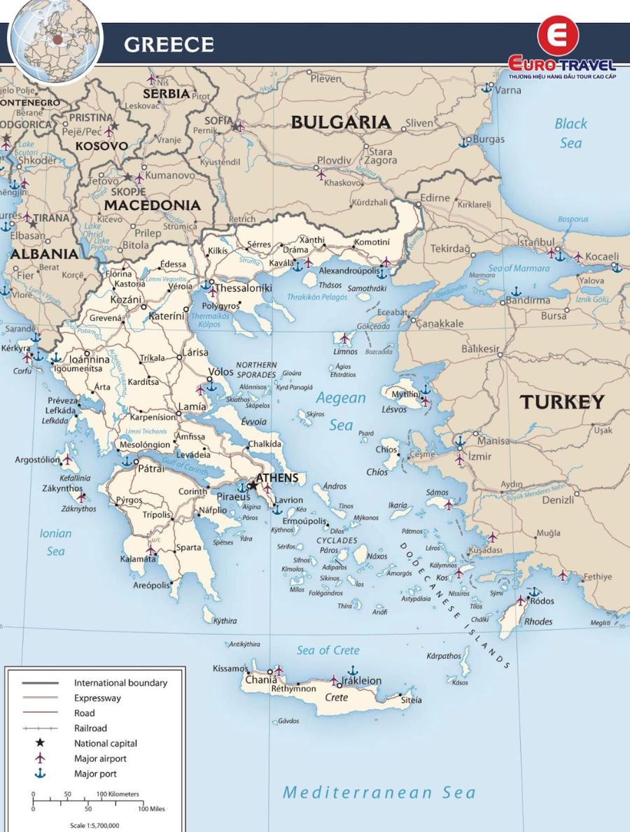 Bản đồ Hy Lạp chi tiết