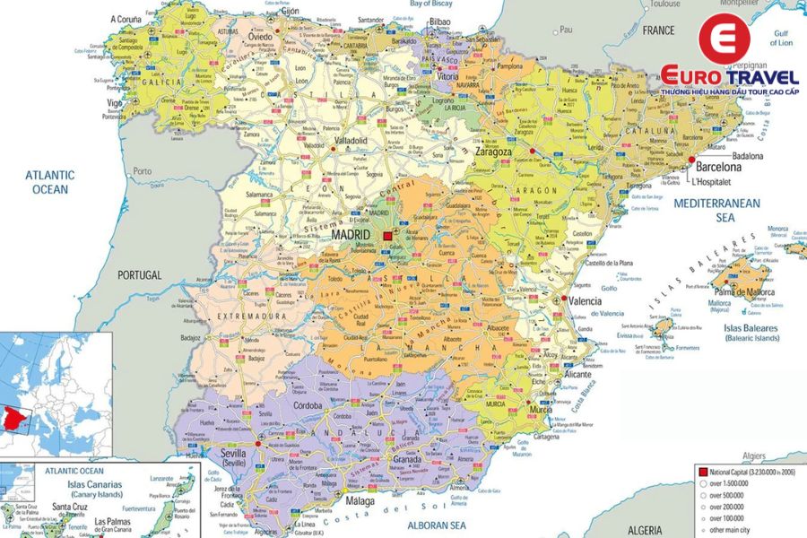 Bản đồ Tây Ban Nha chi tiết
