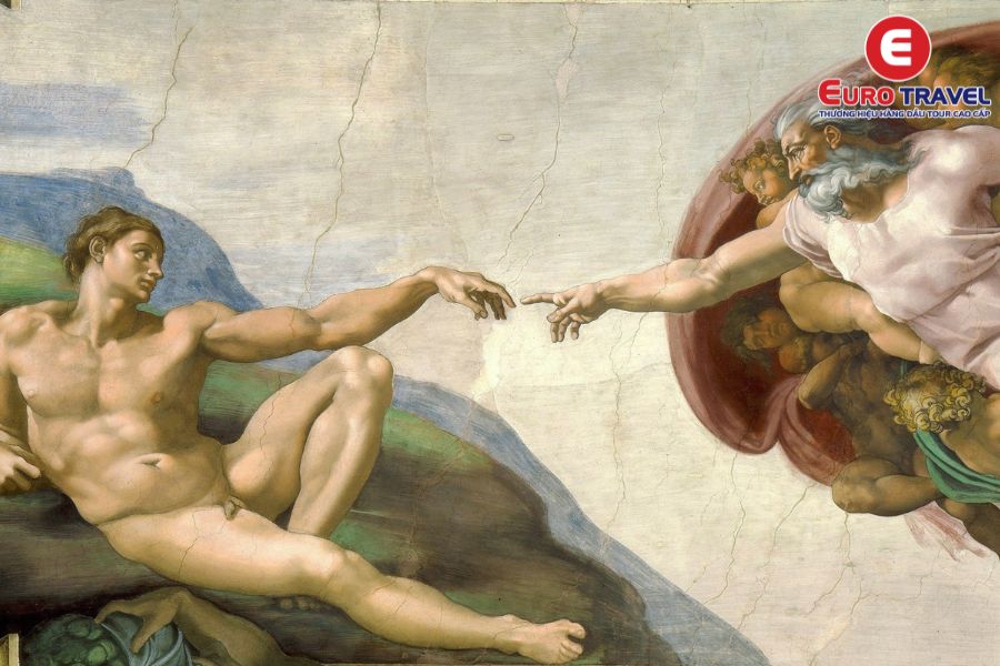 Bức họa “The Creation Of Adam” trên trần nhà nguyện Sistine