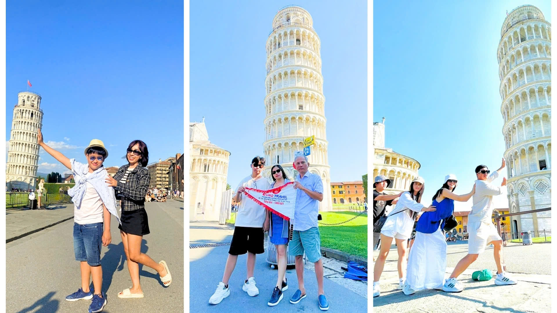 Du khách EuroTravel check-in Tháp Nghiêng Pisa