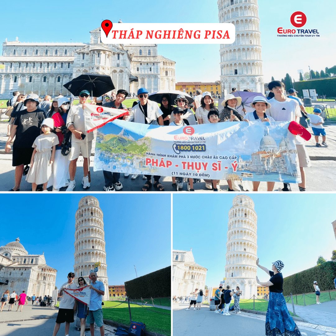 Du khách nhà EuroTravel check-in tại Tháp Nghiêng Pisa