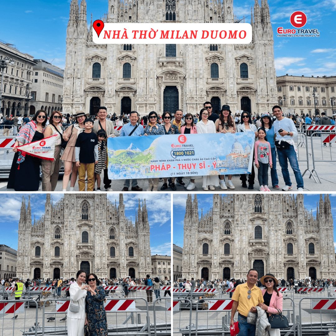 Du lịch Ý - Du khách nhà EuroTravel check-in tại nhà thờ Milan Duomo